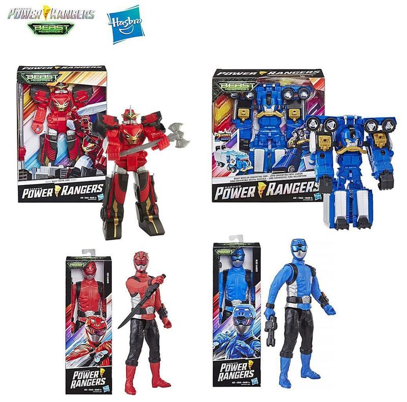 Kit 2 Bonecos Power Rangers + Mega Zord Azul e Vermelho Hasbro